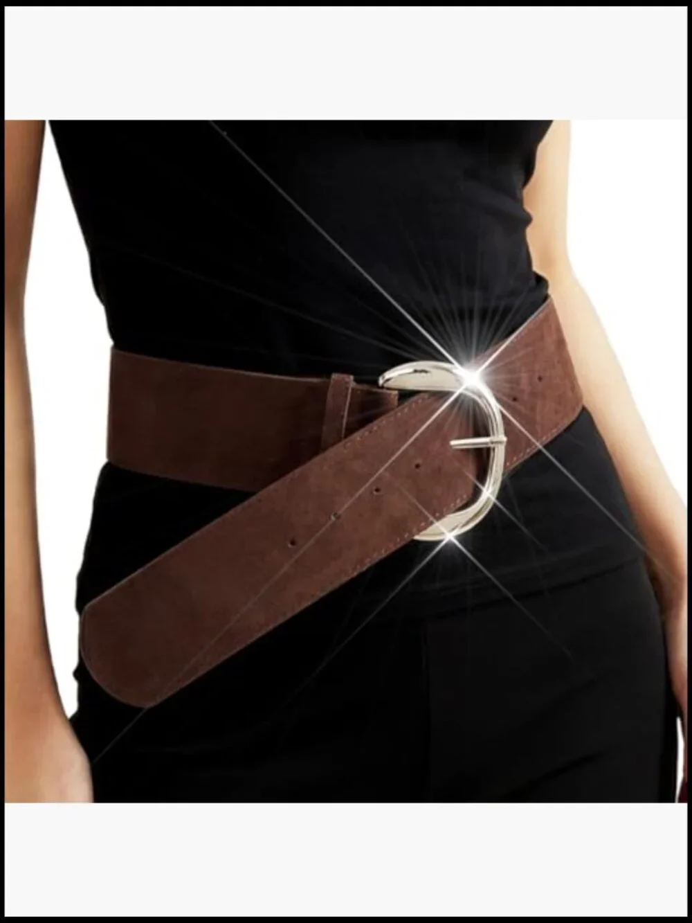 Vintage Suede Western Wide Belt Chunky Thick Waist Belt Women Adjustable